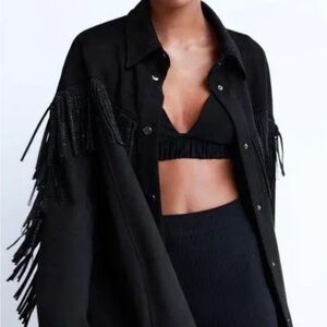 Zara Faux Suede Fringee Top/Jacket
